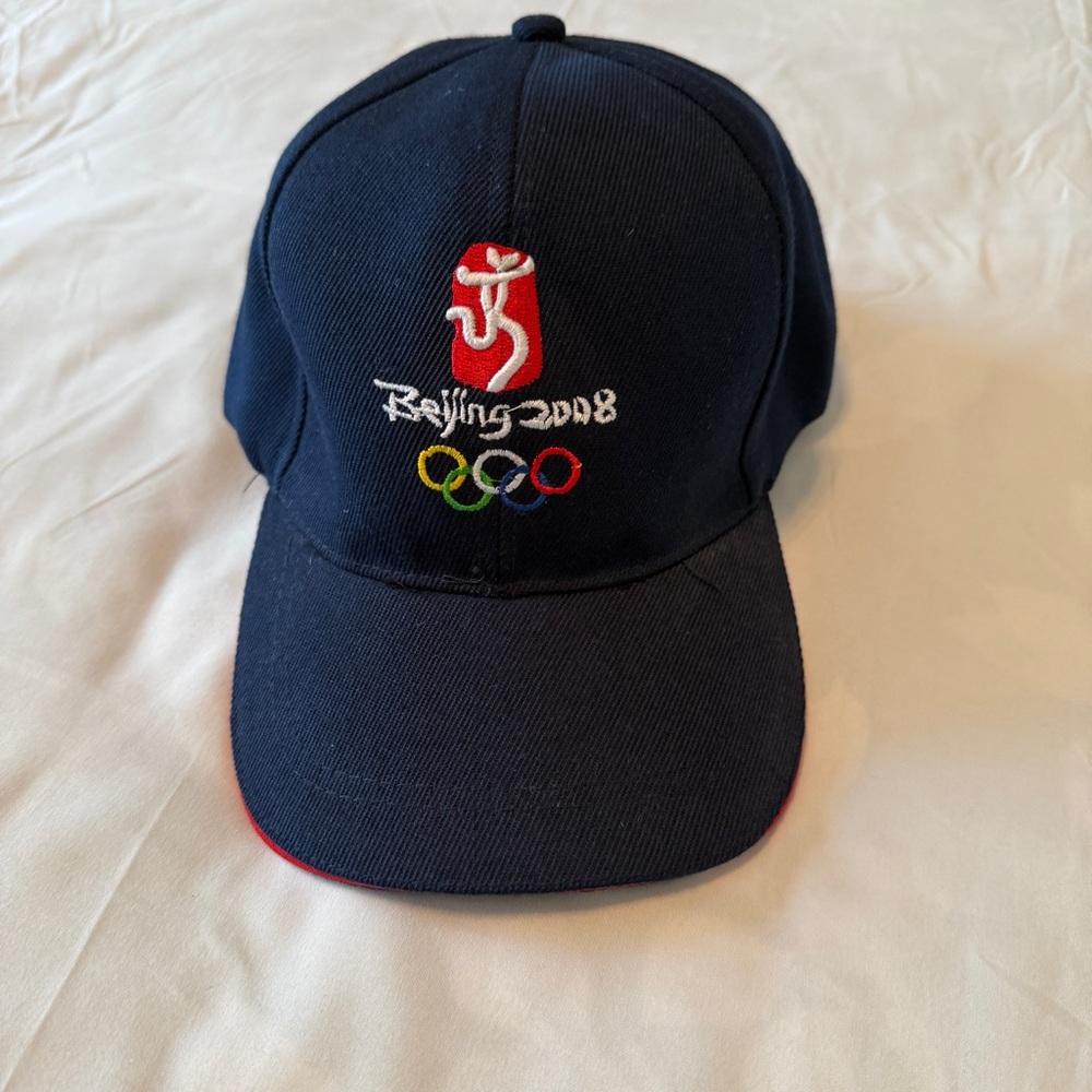 Olympic Hat Beijing 2008 Blue Cap Strapback Adjustable Embroidered Logo Baseball